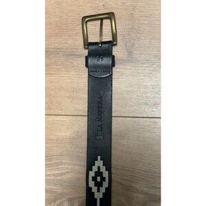 La Matera Men’s 36 Inch Belt In Black Leather With Gold Buckle
